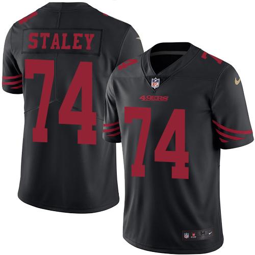 Nike 49ers #74 Joe Staley Black Youth Stitched NFL Limited Rush Jersey - Click Image to Close
